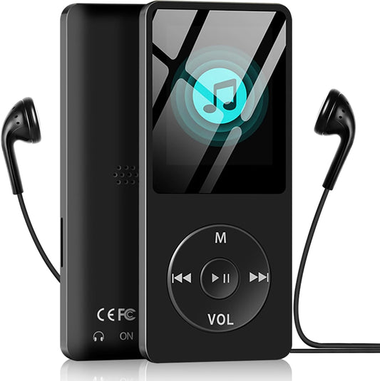 Wodgreat MP3 5.0, 1.8 inch 128GB(Black, 32GB) Player with Bluetooth Screen Portable Music Player with HD Speaker, HiFi