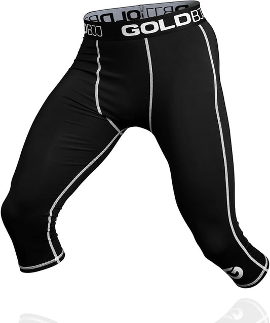 Gold BJJ Jiu Jitsu Spats - Base Layer for Gi and No-Gi Grappling - Martial Arts Pants