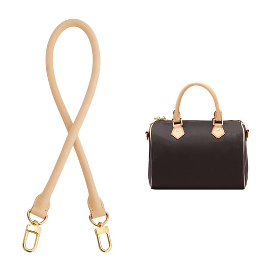 KIYOMIL Bag Genuine Vachetta Leather Shoulder Short Strap Replacement Fit for Graceful Damier or Speedy 25 30 35 Handbag (Length:27.5in-APRICOT)