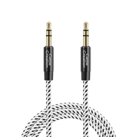 3.5mm 0.45meter(18inches), 1/8 CableCreation Aux Cable Short Male to Male Audio Auxiliary Cord Braided Hi-Fi Sound