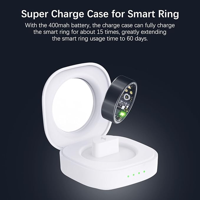 Smart Health Rings for Women Men, Fitness Tracker with Heart Rate, Blood Oxygen, HRV, Sleep Tracker, Step Tracker, No Subscription Fee, IP68 Waterproof Smart Ring for iphone & Android (Black, 12#)