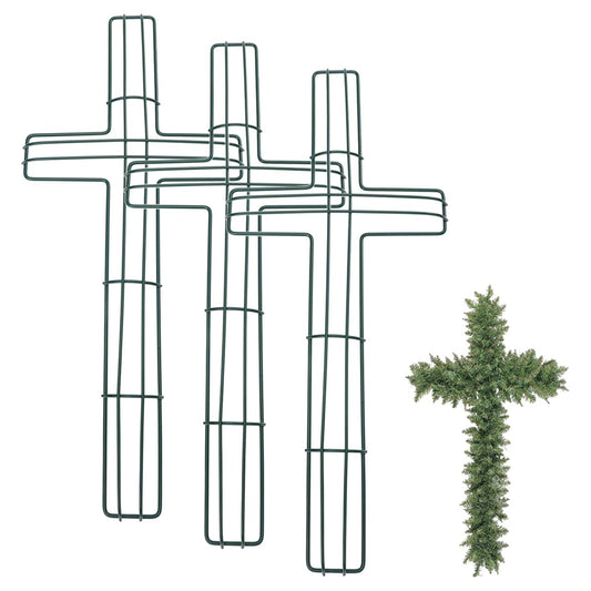 MAGICLULU 3pcs Cross Metal Wreath Frame, 15.7in Wire Floral Form for Easter Church Wall Art, Flower Holder for Holiday DIY Crafting Decoration, Christian Religious Church, Outside Hanging Decor