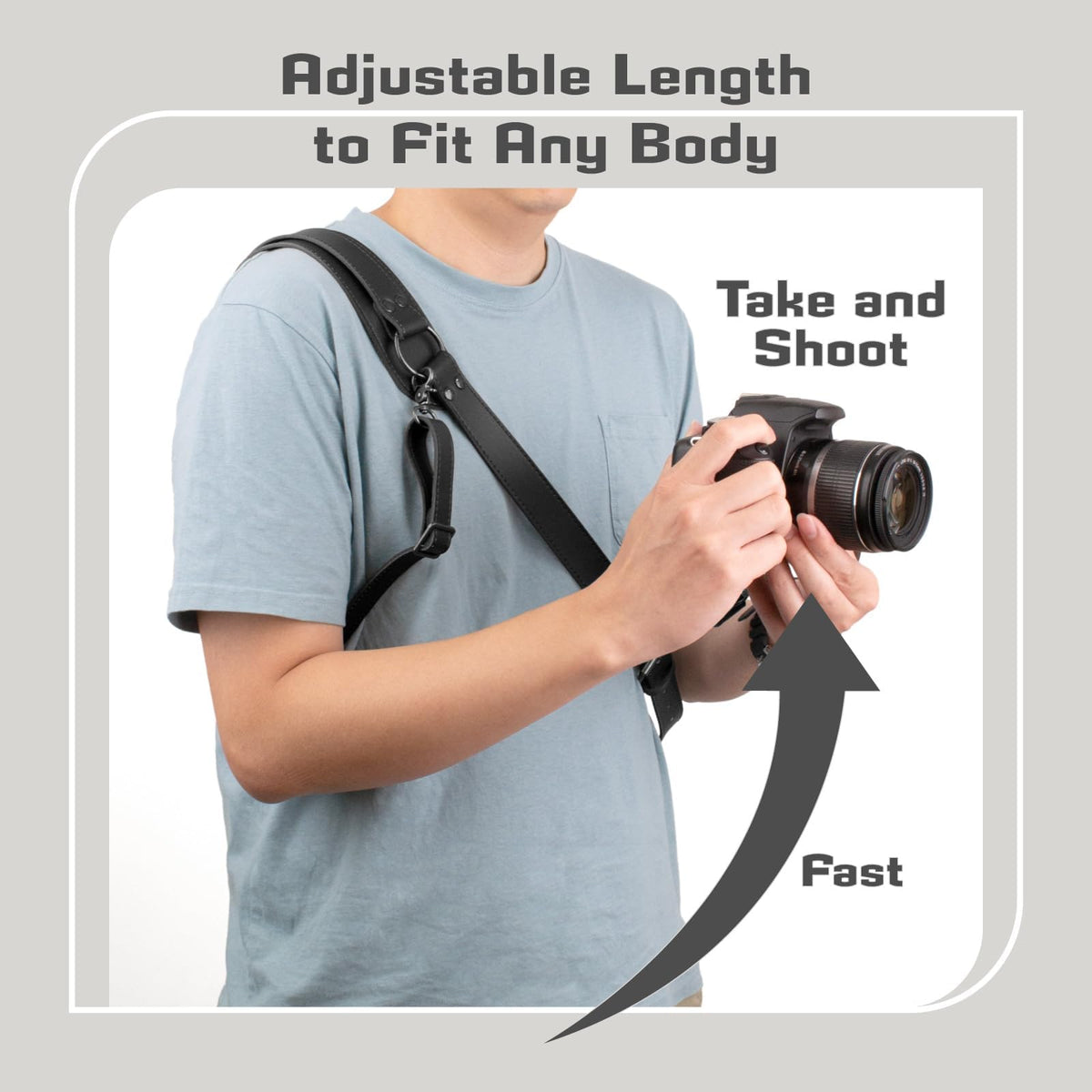 4J LEDR Leather Camera Strap,Single Camera Shoulder Harness for One Camera,Professional Camera Harness for Photographers,Camera Strap Crossbody Quick Release Gear DSLR/SLR,Camera Accessories,Black