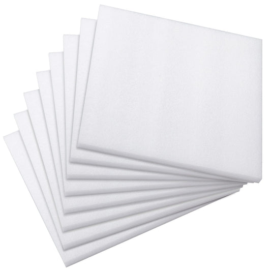 Frienda 8 Pcs Polyethylene Foam Sheet, 12 x 12 x 0.5 Inch Cuttable Packing Foam Pad Cushioning for Tool Box, Cases Craft Shipping Moving and Storage (White)