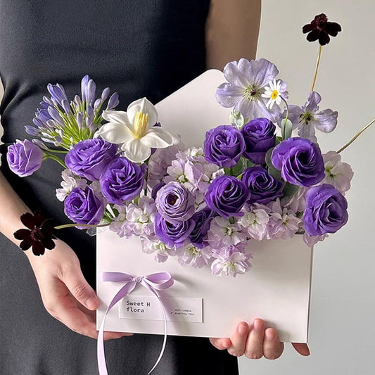 BBJ WRAPS Envelope Flower Boxes for Arrangements Solid Color Korean Floral Box Cardboard Floral Envelope Box Florist Supply, 8.7 x 1.6 x 10.6 Inch - 5 Counts