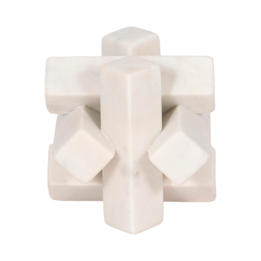 Sagebrook Home 4-Inch White Marble Geometric Orb
