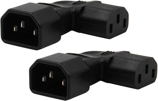 WYMECT 2-Pack C14 C13 Right Angle IEC to Power Adapter PDU Power Extension for LCD LED TV Wall Mount