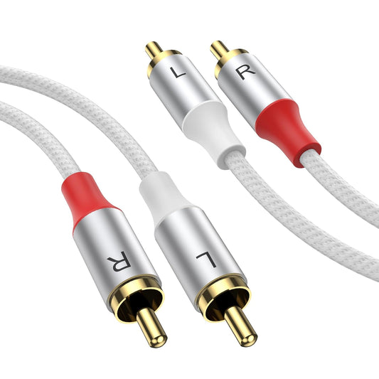 2RCA 2RCA 16.4FT/5M, 24K MOSWAG RCA Cable, Male to Male Stereo Auxiliary Audio Cable - Gold Plated Nylon Braided