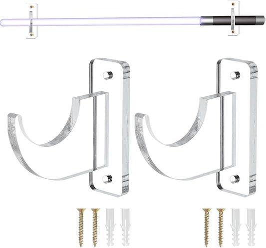 uxcell Sword Wall Mount Holder, 1 Set Acrylic Light Saber Display Rack Wall-Mounted Sword Stand Display for Light Saber Sword Wall Bracket, Clear