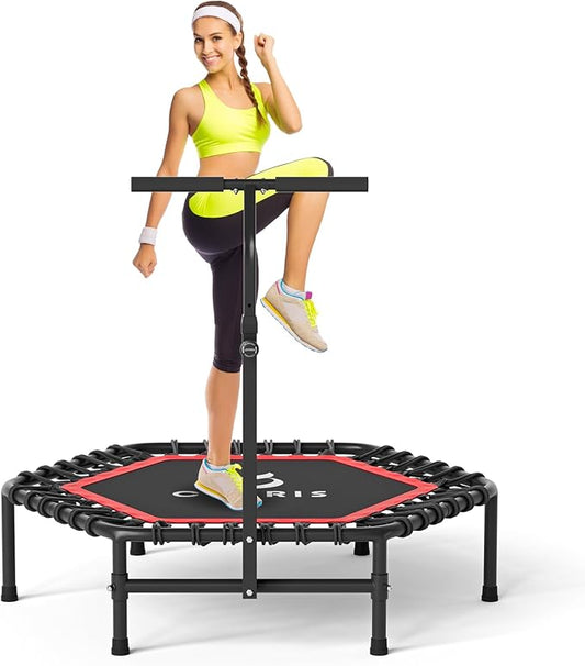 CLORIS 45'' Rebounder Trampoline for Adults - Max Load 450lbs, Mini Trampoline with Adjustable Foam Handle Indoor/Outdoor Fitness Body Exercise