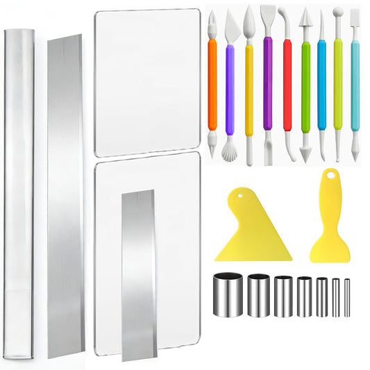 Clay Earring Making Kit, Polymer Clay Tools Clay Cutters Shapes, Air Dry Clay Sculpting Tools Solid Acrylic Roller Texture Tool, Clay Molds for Crafts