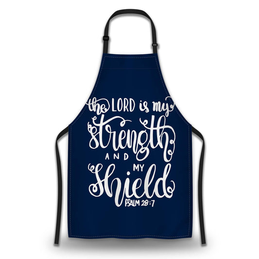 Olikked Baking Apron for Men the Lord Is My Strength and My Shield Bible Verse Modern Cute Aprons for Men for Kitchen Cooking Restaurant BBQ Painting Crafting 27” (W) x 31” (H), Waterproof Aprons