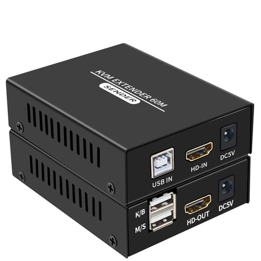 XYKJOBC 60M Cat5e Cat6 1080P HDMI KVM Extender Over HDMI USB KVM Extender Transmit with Loop Out Support USB Keyboard