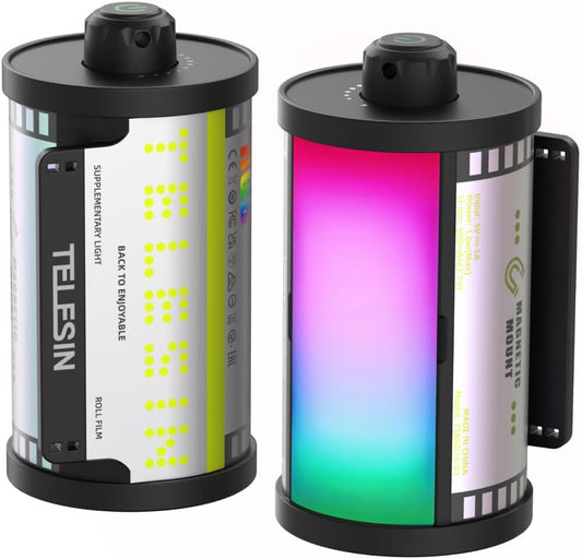 TELESIN 95 Magnetic RGB Video Light | Cold Shoe Mount for DSLR Camera Light Photography Attachment | CRI & with Soft
