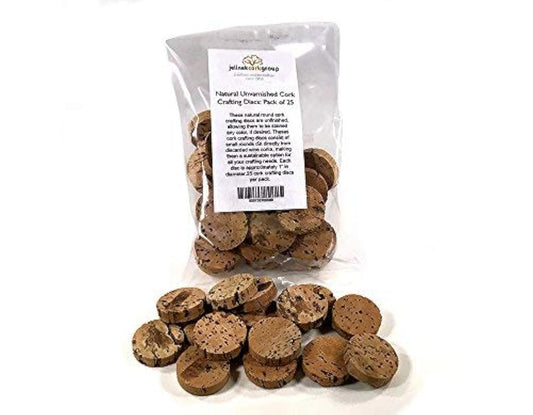Natural Unvarnished Cork Crafting Discs Tiles (25 Pack)