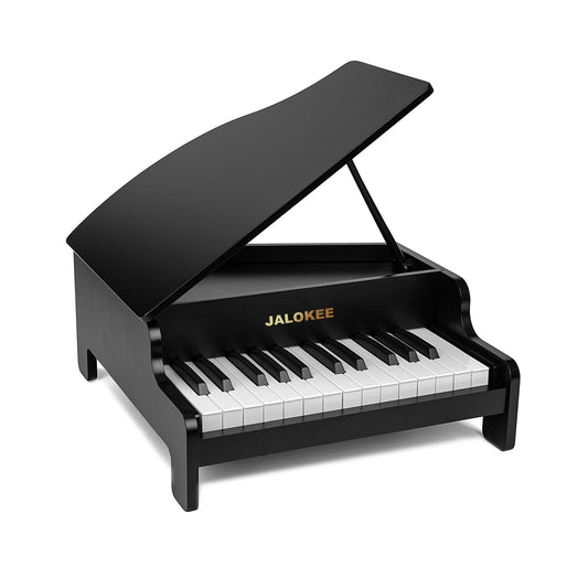 JALOKEE Kids Piano Keyboard, 25 Keys Grand Piano for Kids, Mini Music Educational Instrument Toy, Volume Adjustable, Wood Toy for Toddlers Girls Boys (Black)