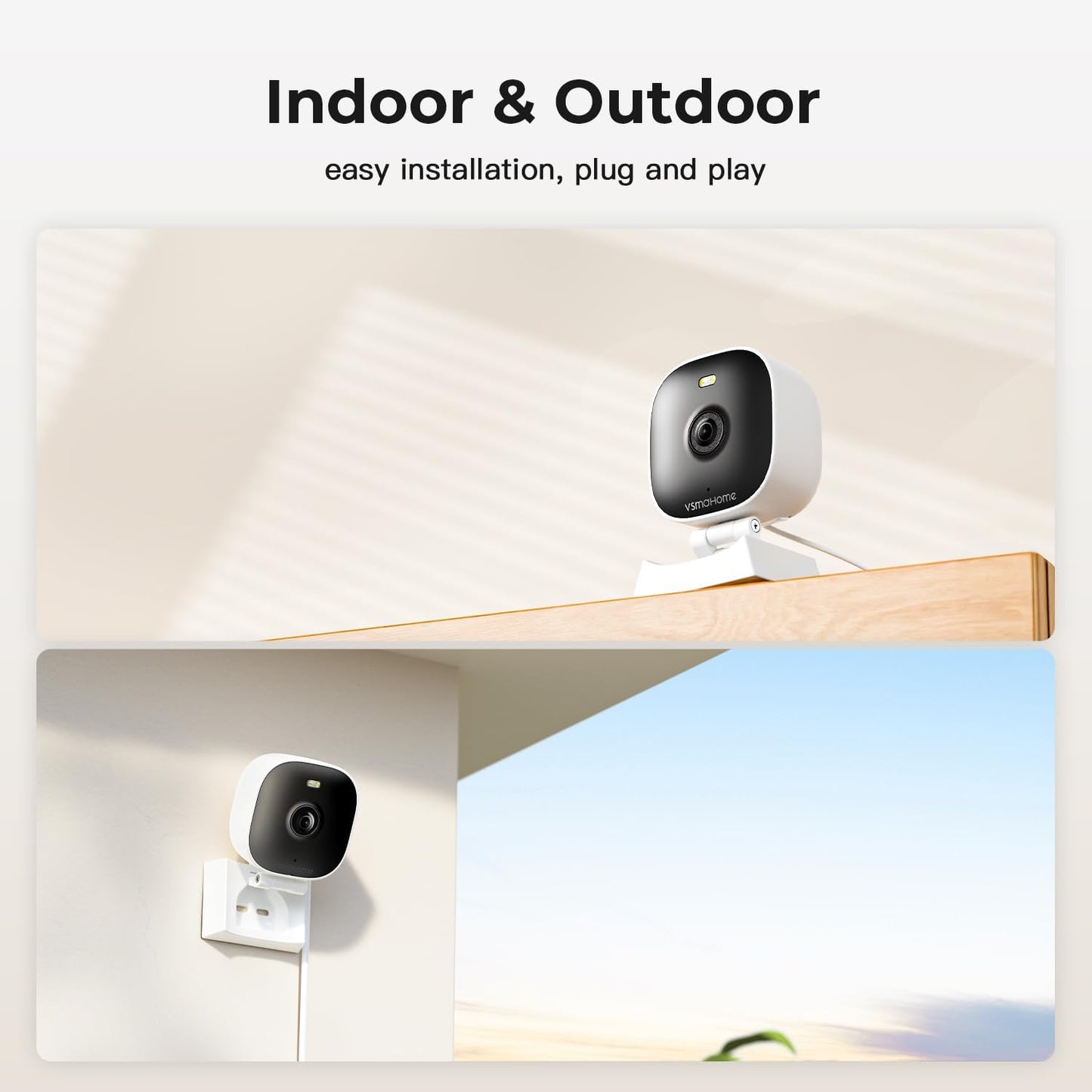 VSMAHOME 2K Vision,2-Way 24/7 128G Included),2-Pack Cameras for Home Security,Indoor/Outdoor for Baby/Elder/Pet