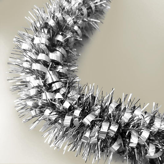 33Ft Christmas Tinsel Garland Shiny Thick Tinsel Xmas Tree Decor Metallic Twist Foil Garland for New Year Parties Birthday Party Thanksgiving Day Parade Floats Indoor Outdoor Supplies - Silver