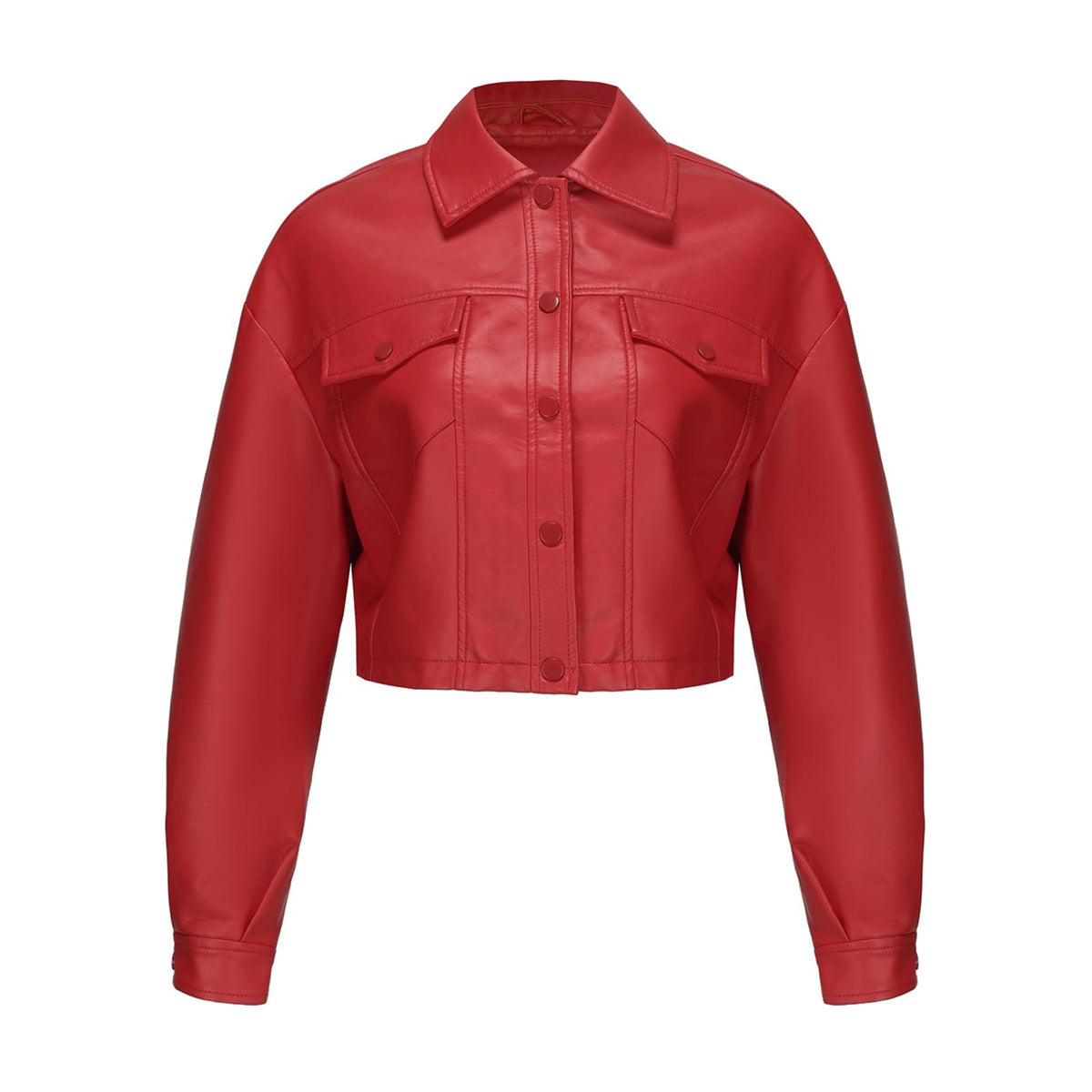 CHIGUO Women Faux Leather Cropped Jacket Trendy Moto Biker Short Jacket Fashion PU Coat Party Jacket