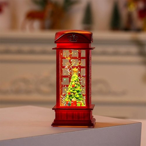 Lighted Christmas Snow Globe - Swirling Glitter Water Lantern | Battery Operated Tabletop Ornament for Home Decor