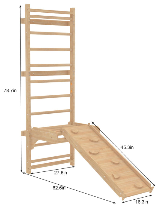 Avenlur Betula Swedish Ladder Wall Gym - Indoor Playset with Swing, Rope Ladder, Pull-Up Bar, and Slide - Indoor Gym for Kids and Adults
