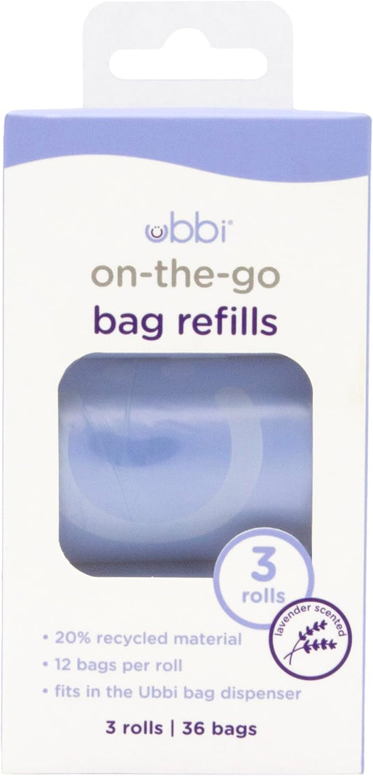 Ubbi On-the-Go Diapering Refill Bags - Lavender Scented Value Pack of 36 for Baby Essentials