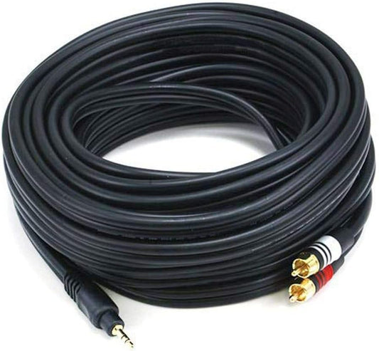35 2 22AWG, Monoprice Audio Cable - Feet - Black | Premium Stereo Male to RCA Male Gold Plated