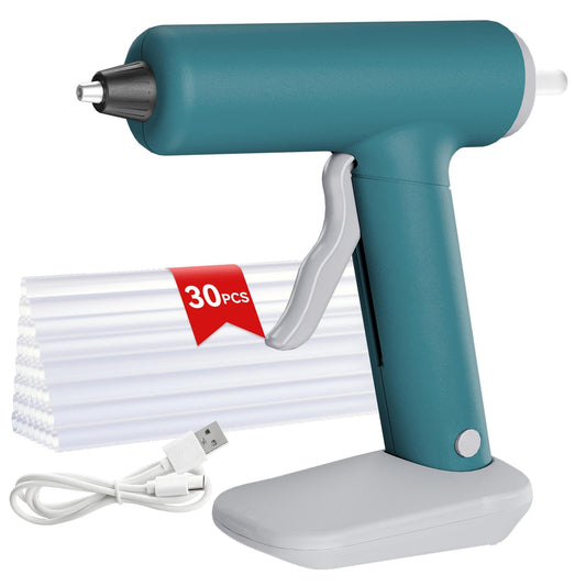 SilhouetteSlice 20W Cordless Hot Glue Gun, Fast Heating Glue Gun and 30pcs Glue Sticks Set, Stable Support Base Ideal for Crafts, DIY Arts, Home Repairs (Blue)