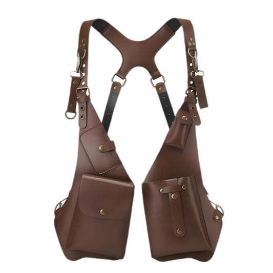 ASTRULUME Anti-Theft Underarm Shoulder Bag, Adjustable Armpit Holster Vest Pack, Cyberpunk Techwear PU Leather Chest Sling, Stealthy Phone Wallet Harness for Men & Women(Brown)