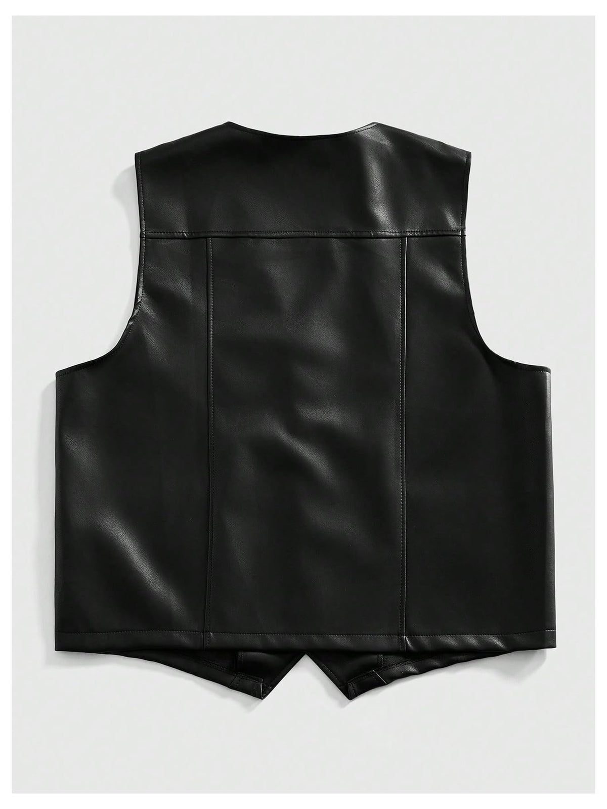 GORGLITTER Men's Faux Leather Vests Classic Button Down V Neck Western Motorcycle Vest Jacket Black Medium