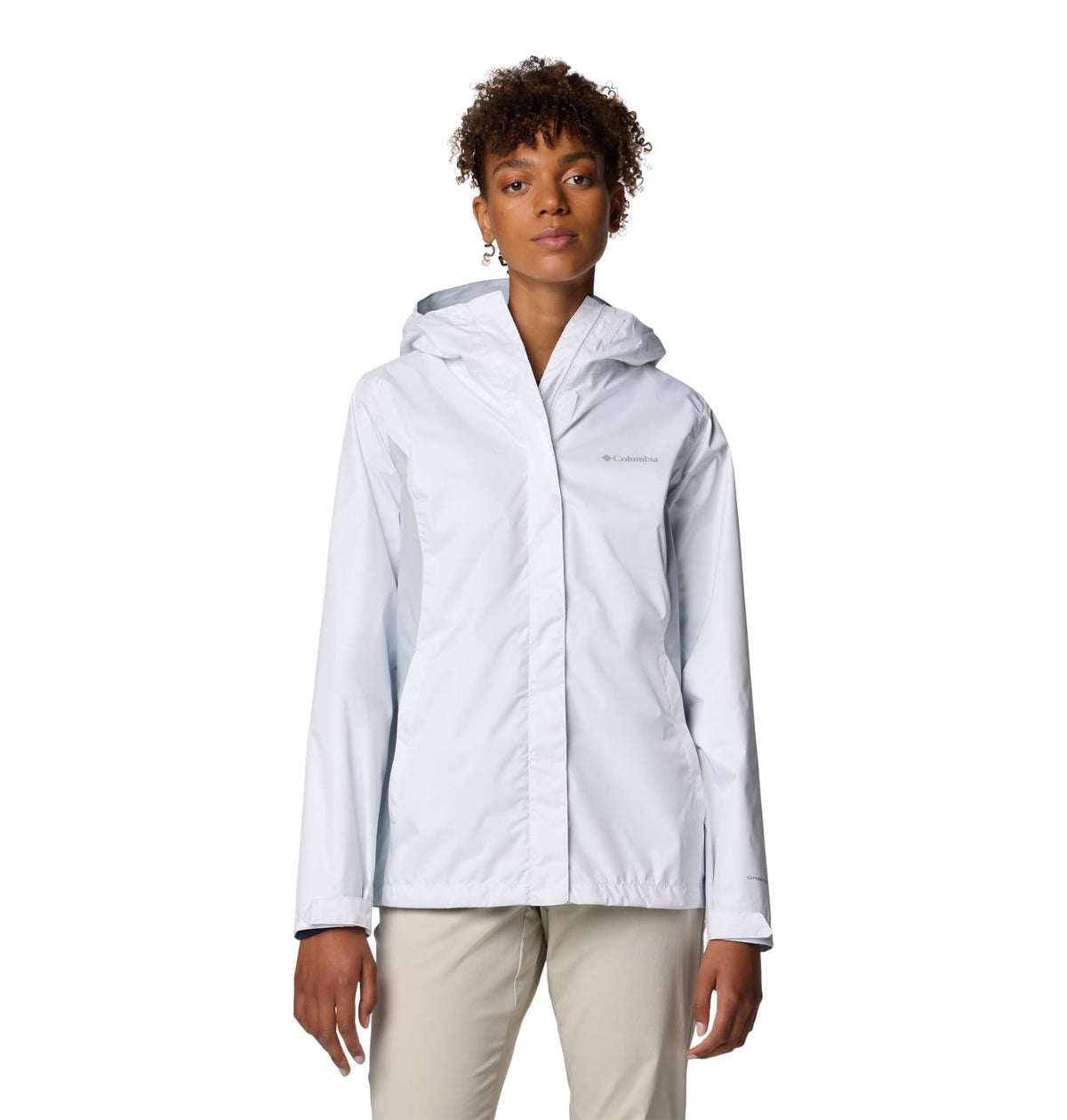 Columbia Womens Arcadia II Waterproof Rain Jacket, White/Cirrus Grey, Medium