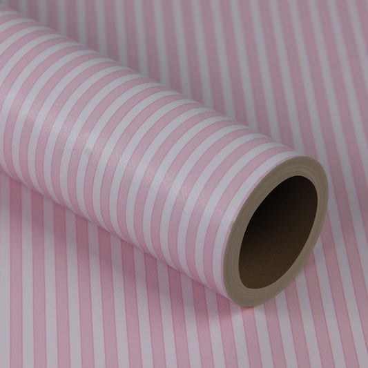 17.7" x 197" Pink and White Stripe Wallpaper Stick and Peel Contact Paper Self Adhesive Decorative Waterproof Wall Covering Cabinets Shelves Liner Drawer Sticker
