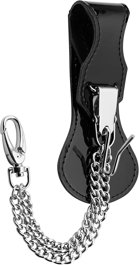 USMC Officer's Sword Frog Bundle Leather Saber Holder with Chrome Metal Chain for Ceremonial Sword