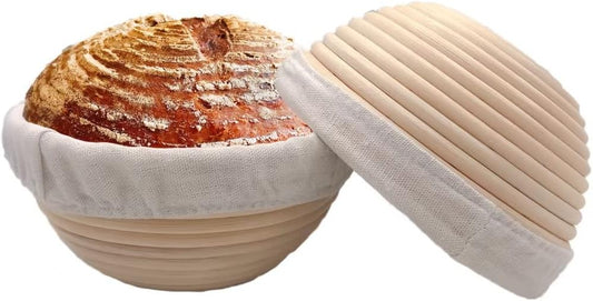 Skiennix Round Banneton Basket - 7 Inch Bread Proofing Bowl with Removable Liner | Perfect for Sourdough Baking (2 Pack)