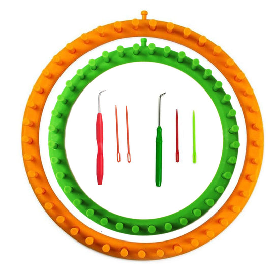 S & E TEACHER'S EDITION 2 Pack Round Knitting Loom Set, DIY Knitting Craft Kit, 9.5 Inch & 11.5 Inch Diameter for Woman & Man Hat Knitter(2 Round Loom).