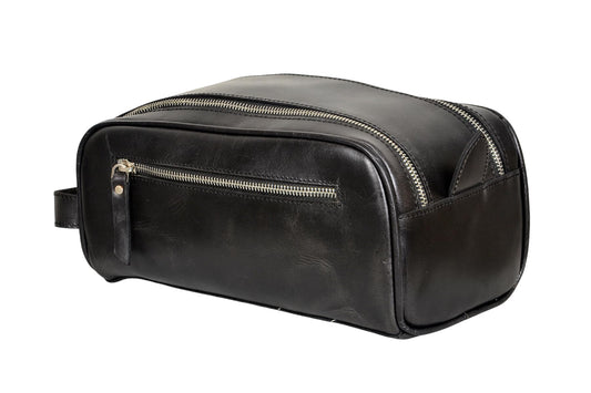 MILITARIA STUFFS Premium Buffalo Leather Toiletry Bag for Men & Women With Waterproof Lining, Grooming Travel Pouch, Unisex Wash Bag for Toiletries, Shaving & Cosmetic Organizer for Men & Women