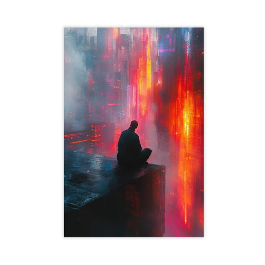 Abstract Surreal Geometric Silhouette Print – Moody Pastel Colors – Artistic Wall Hanging Canvas Poster Wall Art Decor Print Picture Paintings for Living Room Bedroom Decoration 12x18inch(30x45cm)