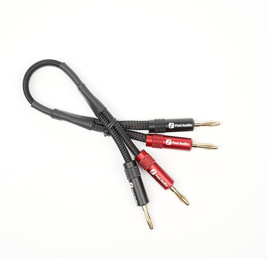 14AWG 0.9Ft, 1 Pack 4 (0.3m/11.8in) Fosi Audio Braided Speaker Wire Pair Cable with Gold Plated Banana Plugs, Black