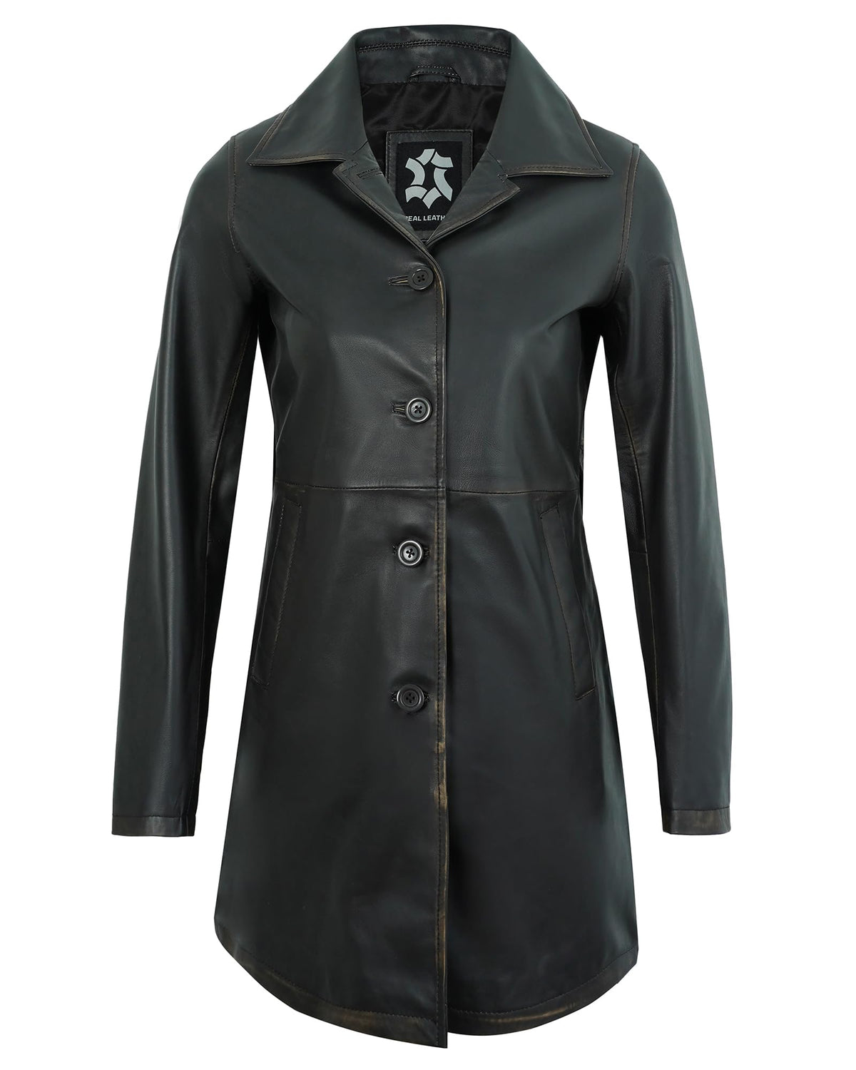 UrbanFocal Real Lambskin Outerwear Black Leather Coats For Women - Casual Long Womens Leather Jackets | [101012105] Angla Ruboff, XL