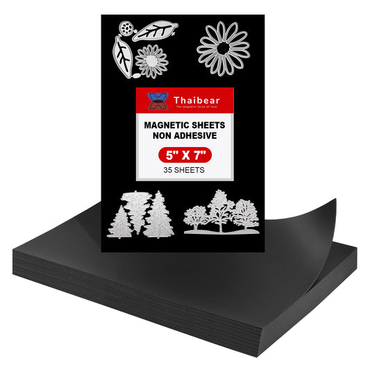 Thaibear Magnetic Sheets for Dies Storage, 5" x 7", 35 Pack Flexible Magnetic Sheets Non Adhesive, Die Cut Storage Magnet Sheets for Crafts, DIY, Photos