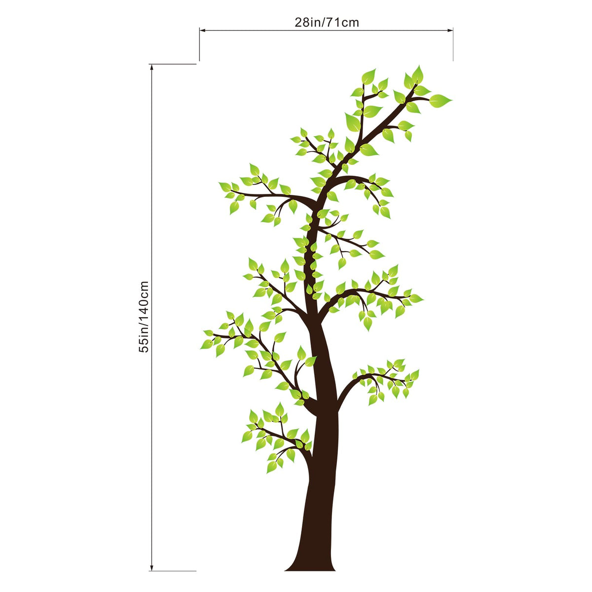 Amimagen Green Tree Wall Decals - Family Tree Wall Stickers - Bedroom Living Room Sofa TV Background Home Wall Decor
