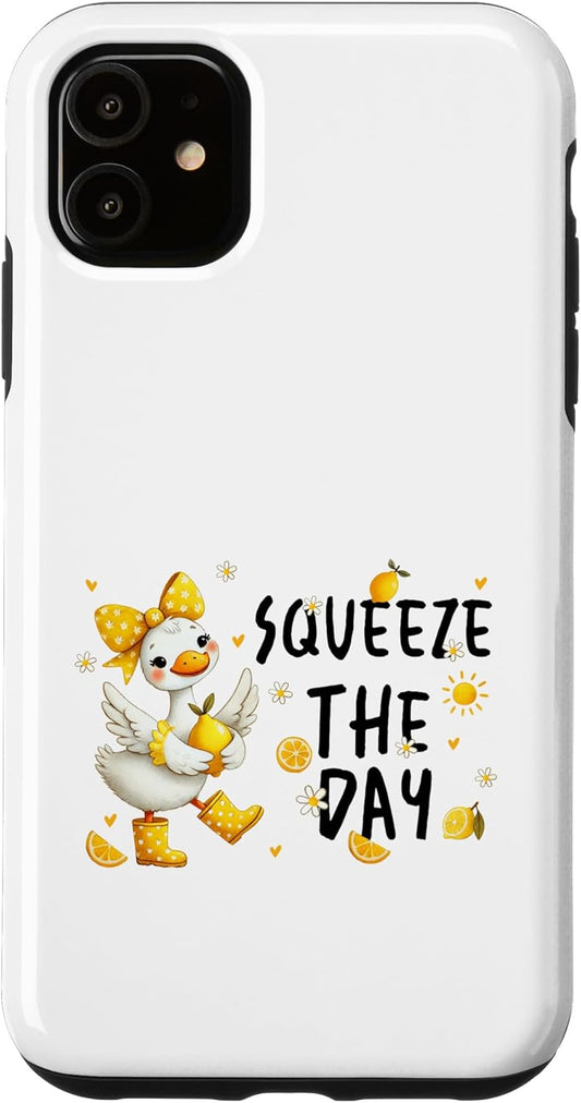 Citrus Cheer Creations 11 Happy Duck Lemon Citrus Whimsical Daisy Spring Design Case for iPhone