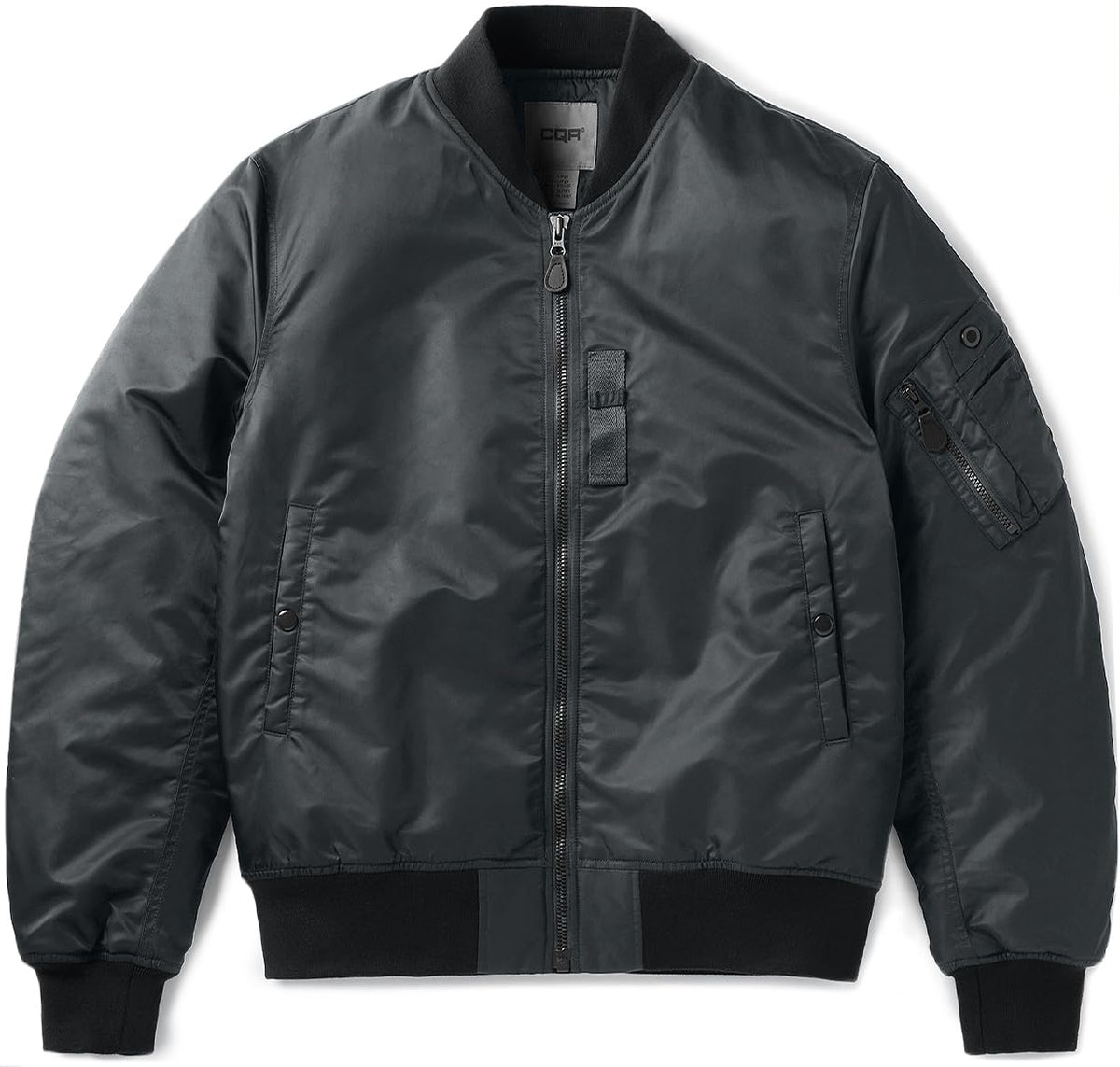 CQR Men's Casual Bomber Jacket, Outdoor Fall/Winter Zip-Up Windbreaker, Water Resistant Padded MA-1 Flight Jacket with Pocket, Watcher Carbon Grey, Medium