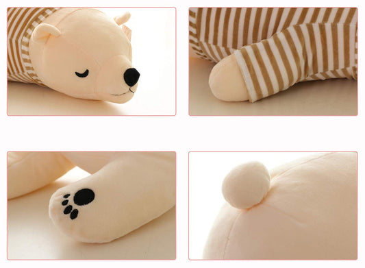 MMTTAO Stuffed Polar Bear Animal Plush Toy 20 Inch Large White Sleeping Bear Animal Stuff Soft Plushies Cute Dolls Collection Huggable Pillow Cushion Birthday Gift for Kids Child Boys Girls, 20Inches