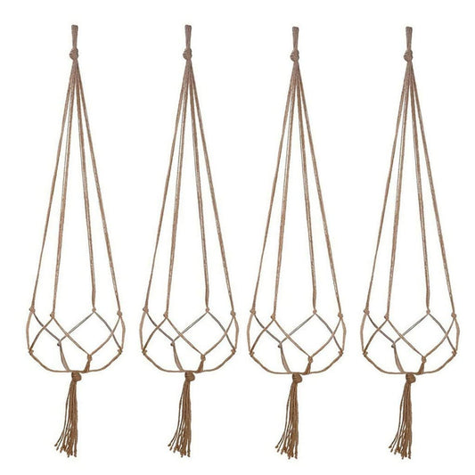 4 Pcs Flower Basket Rope Macrame Wall Hanging Plant Pot Plants Hanger Baskets Decor (Color : As Shown, Size : One Size) (As Shown One Size)