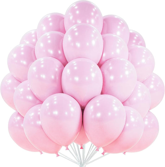PartyWoo Light Pink Balloons - 50 Pcs 12 Inch Pearl Latex Helium Balloons for Baby Showers & Parties