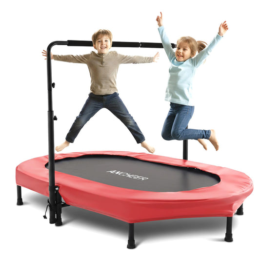 ANCHEER Trampoline for Kids, Toddler Trampoline Indoor Sports and Outdoor Games 56" Kids Rebounder 220LBS Capacity with Adjustable Safety Handrail Foldable Jumper for Boys and Girls (ASTM Certified)