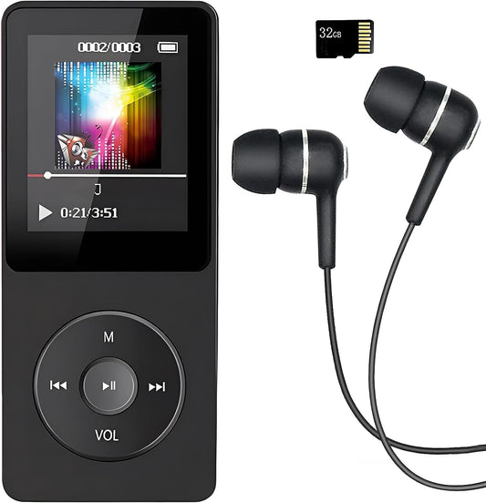 VR-robot MP3 32GB 128GB Player, Music Player with Micro SD Card, Earphone,Build-in Speaker/Photo/Video Play/FM