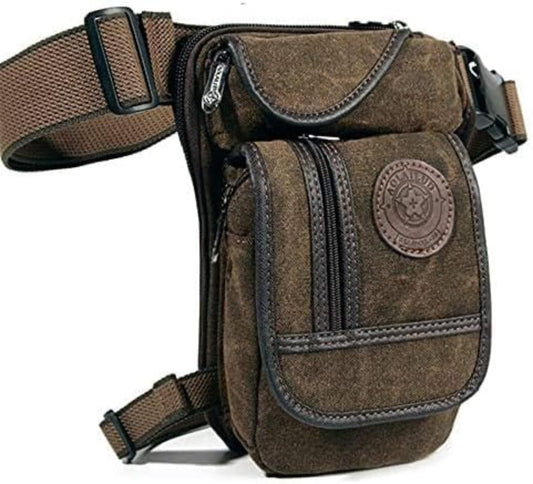 Canvas Drop Leg Bag Outdoor Waist Pack for Men Women Tactical Military Motorcycle Bike Cycling Multi-Pocket Waist Fanny Pouch Travel Hiking Climbing Thigh Bag Pocket