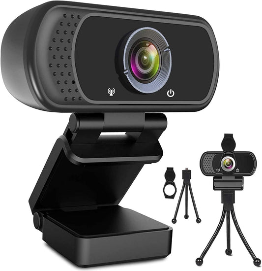 ToLuLu 1080P Webcam with Microphone, HD Webcam Web Camera with Tripod Stand, Widescreen USB Computer Camera, Streaming